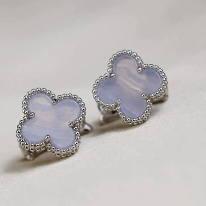 [Love's Uplift]CLOVER MEDIUM 1 MOTIFS  WHITE MOP EARRINGS SILVER