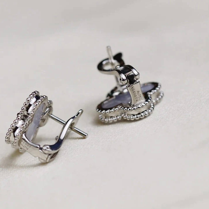 [Love's Uplift]CLOVER MEDIUM 1 MOTIFS  WHITE MOP EARRINGS SILVER
