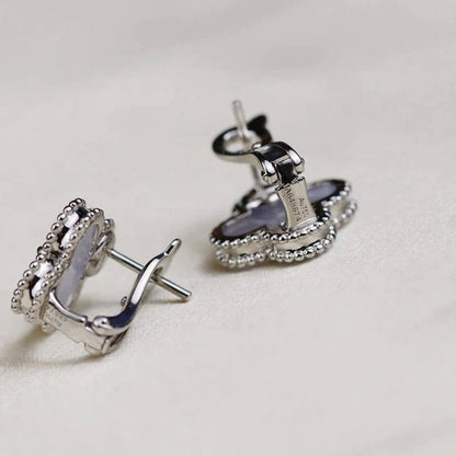 [Love's Uplift]CLOVER MEDIUM 1 MOTIFS  WHITE MOP EARRINGS SILVER