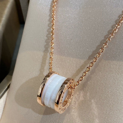[Love's Uplift]ZERO 1 WHITE CERAMIC PINK GOLD NECKLACE
