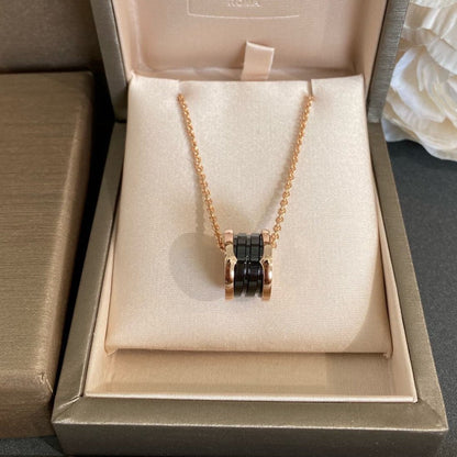 [Love's Uplift]ZERO 1 BLACK CERAMIC PINK GOLD NECKLACE