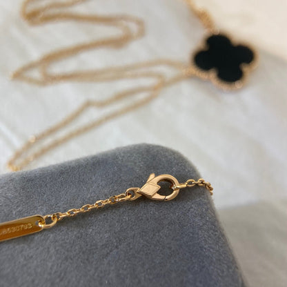 [Love's Uplift]CLOVER 25MM NECKLACE GOLD ONYX