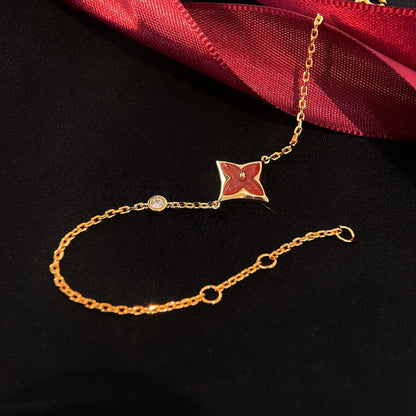 [Love's Uplift]COLOR STAR CARNELIAN PINK GOLD DIAMOND BRACELET