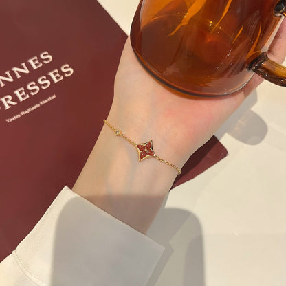 [Love's Uplift]COLOR STAR CARNELIAN PINK GOLD DIAMOND BRACELET