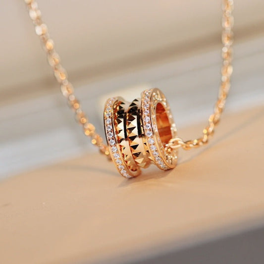 [Love's Uplift]ZERO 1 ROCK PEDANT PINK GOLD NECKLACE