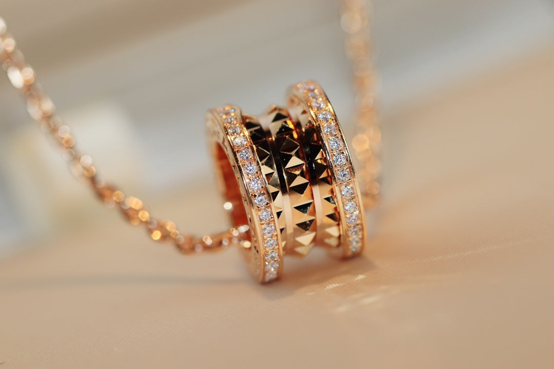 [Love's Uplift]ZERO 1 ROCK PEDANT PINK GOLD NECKLACE