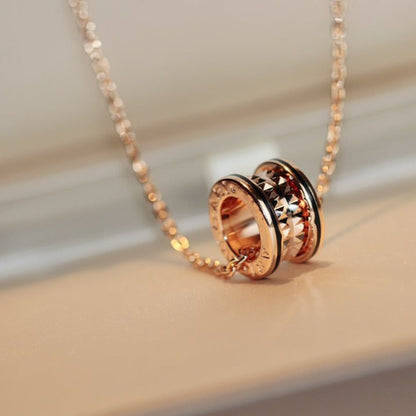 [Love's Uplift]ZERO 1 ROCK PEDANT PINK GOLD BLACK NECKLACE