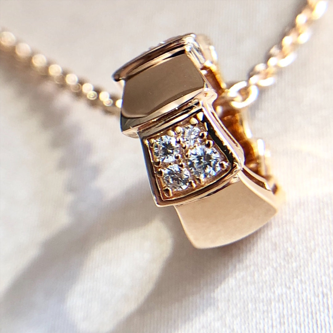 [Love's Uplift]SERPENTI PEDANT DIAMOND PINK GOLD NECKLACE