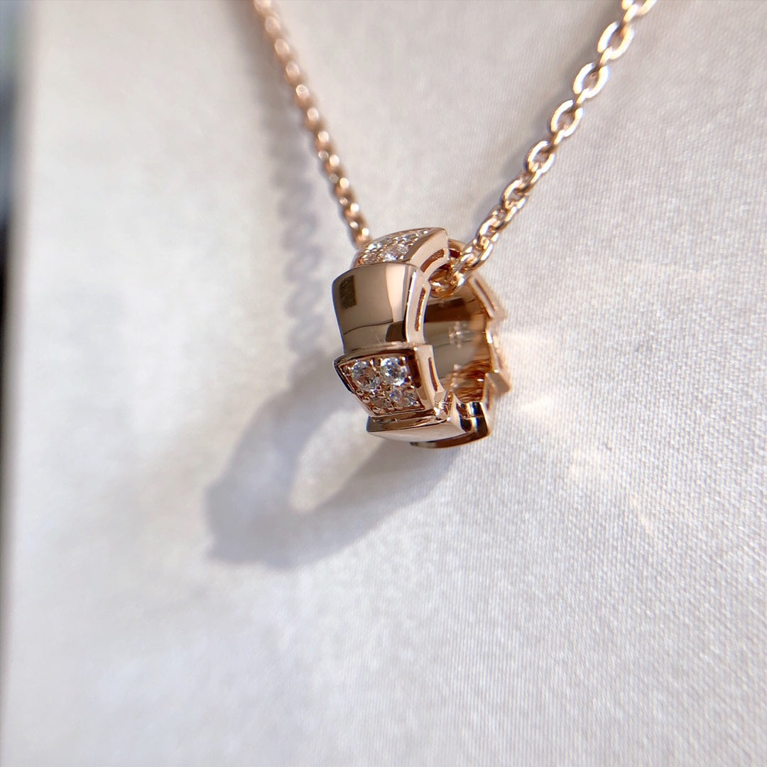 [Love's Uplift]SERPENTI PEDANT DIAMOND PINK GOLD NECKLACE