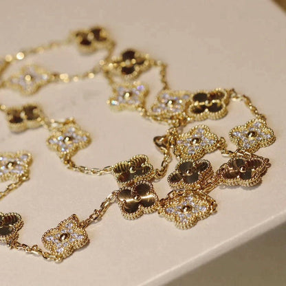[Love's Uplift]CLOVER 20 MOTIFS LASER DIAMOND NECKLACE