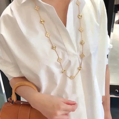 [Love's Uplift]CLOVER 20 MOTIFS LASER DIAMOND NECKLACE