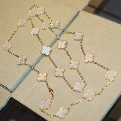 [Love's Uplift]CLOVER 20 MOTIFS WHITE MOP NECKLACE