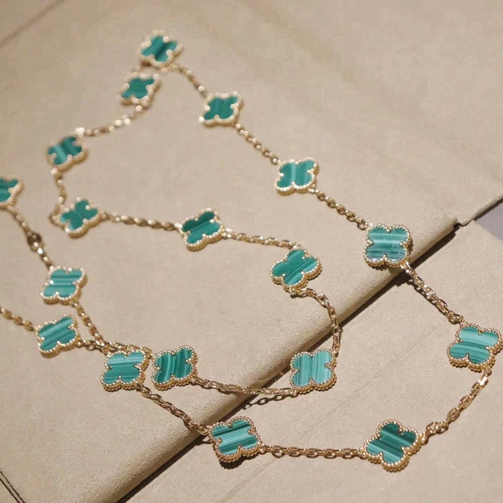 [Love's Uplift]CLOVER 20 MOTIFS MALACHITE GOLD