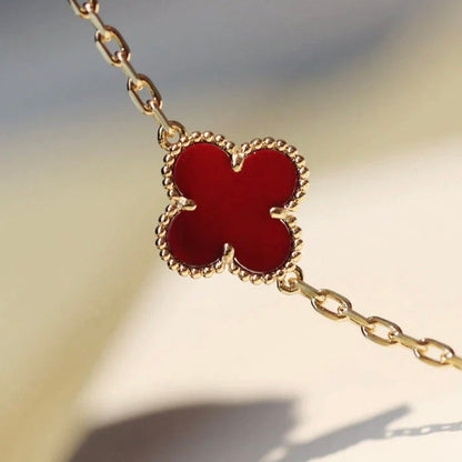 [Love's Uplift]CLOVER 20 MOTIFS CARNELIAN NECKLACE