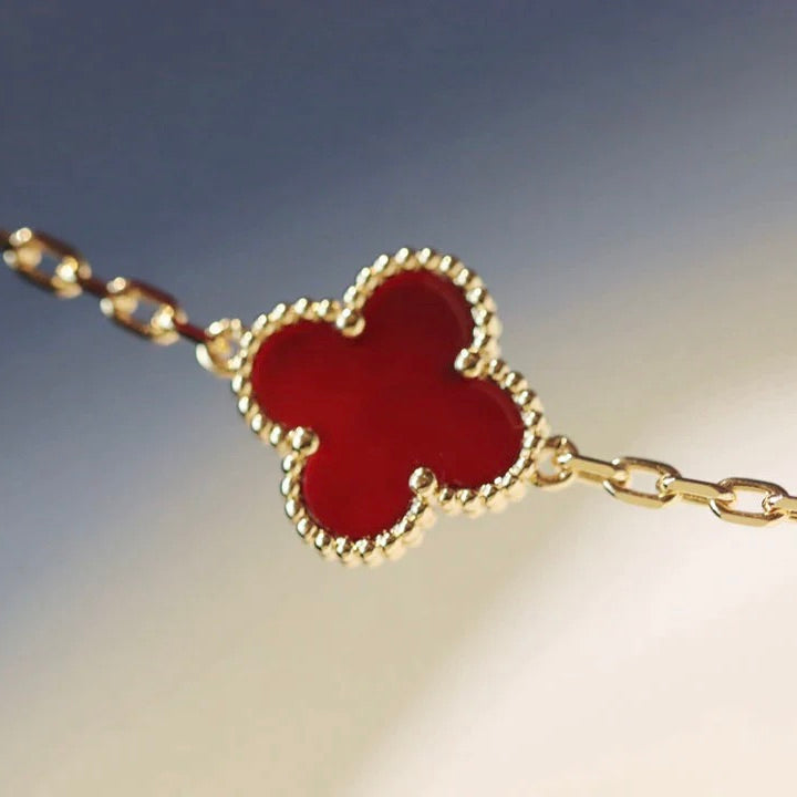 [Love's Uplift]CLOVER 20 MOTIFS CARNELIAN NECKLACE