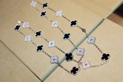 [Love's Uplift]CLOVER 20 MOTIFS ONYX DIAMOND SILVER