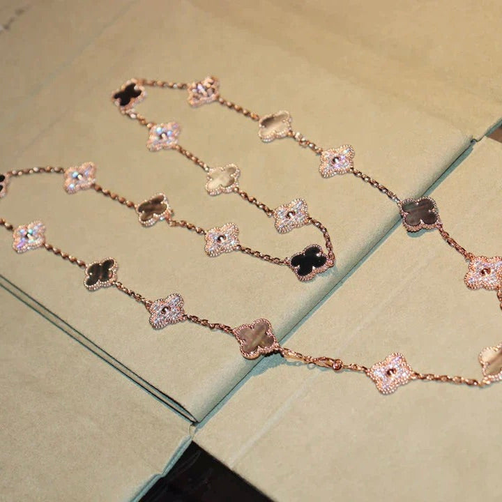 [Love's Uplift]CLOVER 20 MOTIFS DARK MOP DIAMOND  NECKLACE
