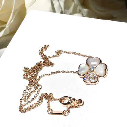 [Love's Uplift]CLOVER MOP DIAMOND ROSE GOLD NECKLACE