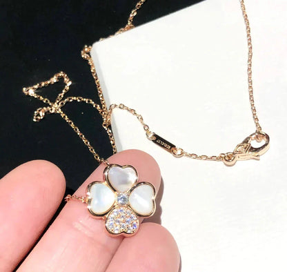 [Love's Uplift]CLOVER MOP DIAMOND ROSE GOLD NECKLACE