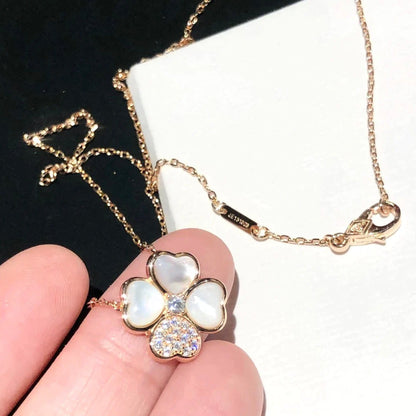 [Love's Uplift]CLOVER MOP DIAMOND ROSE GOLD NECKLACE