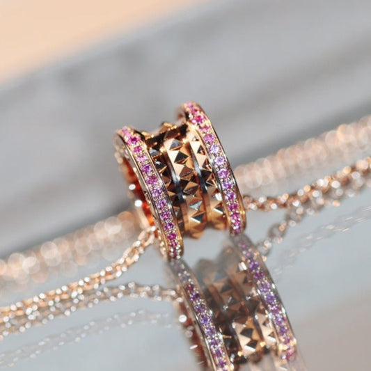 [Love's Uplift]ZERO 1 ROCK PINK GOLD PINK DIAMOND NECKLACE