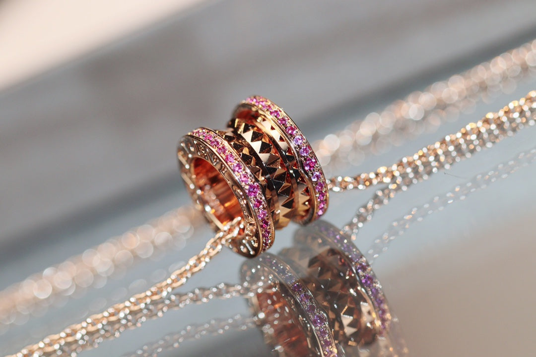 [Love's Uplift]ZERO 1 ROCK PINK GOLD PINK DIAMOND NECKLACE