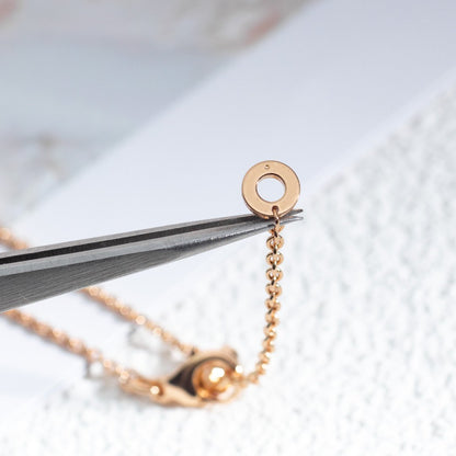 [Love's Uplift]ZERO 1 WHITE CERAMIC PINK GOLD DIAMOND NECKLACE