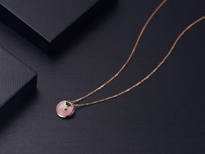 [Love's Uplift]AMULETTE ROSE GOLD PINK MOP NECKLACE
