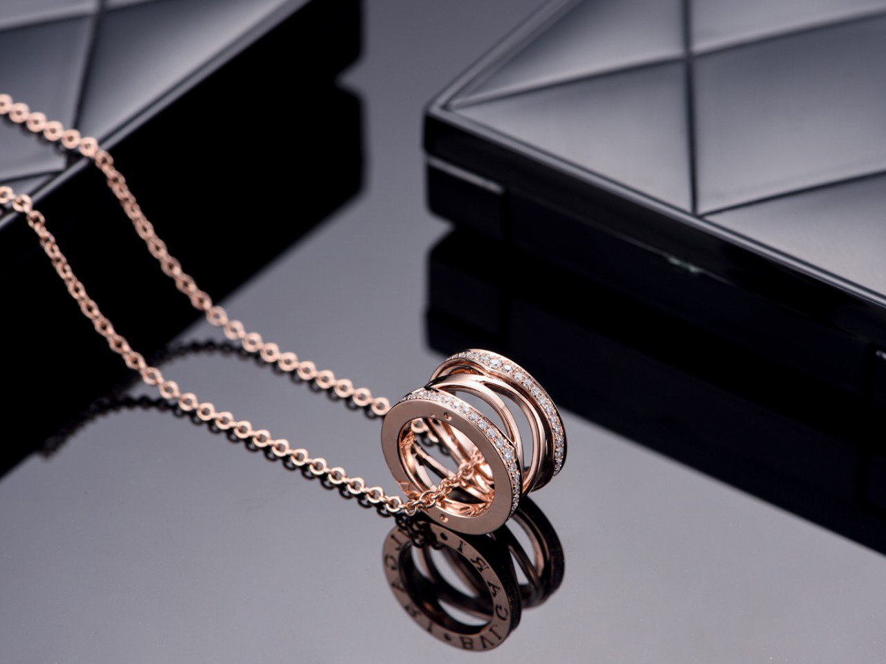 [Love's Uplift]ZERO 1 PINK GOLD DIAMOND OPEN NECKLACE
