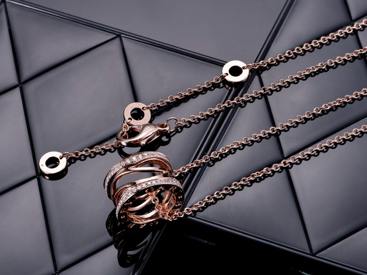 [Love's Uplift]ZERO 1 PINK GOLD DIAMOND OPEN NECKLACE