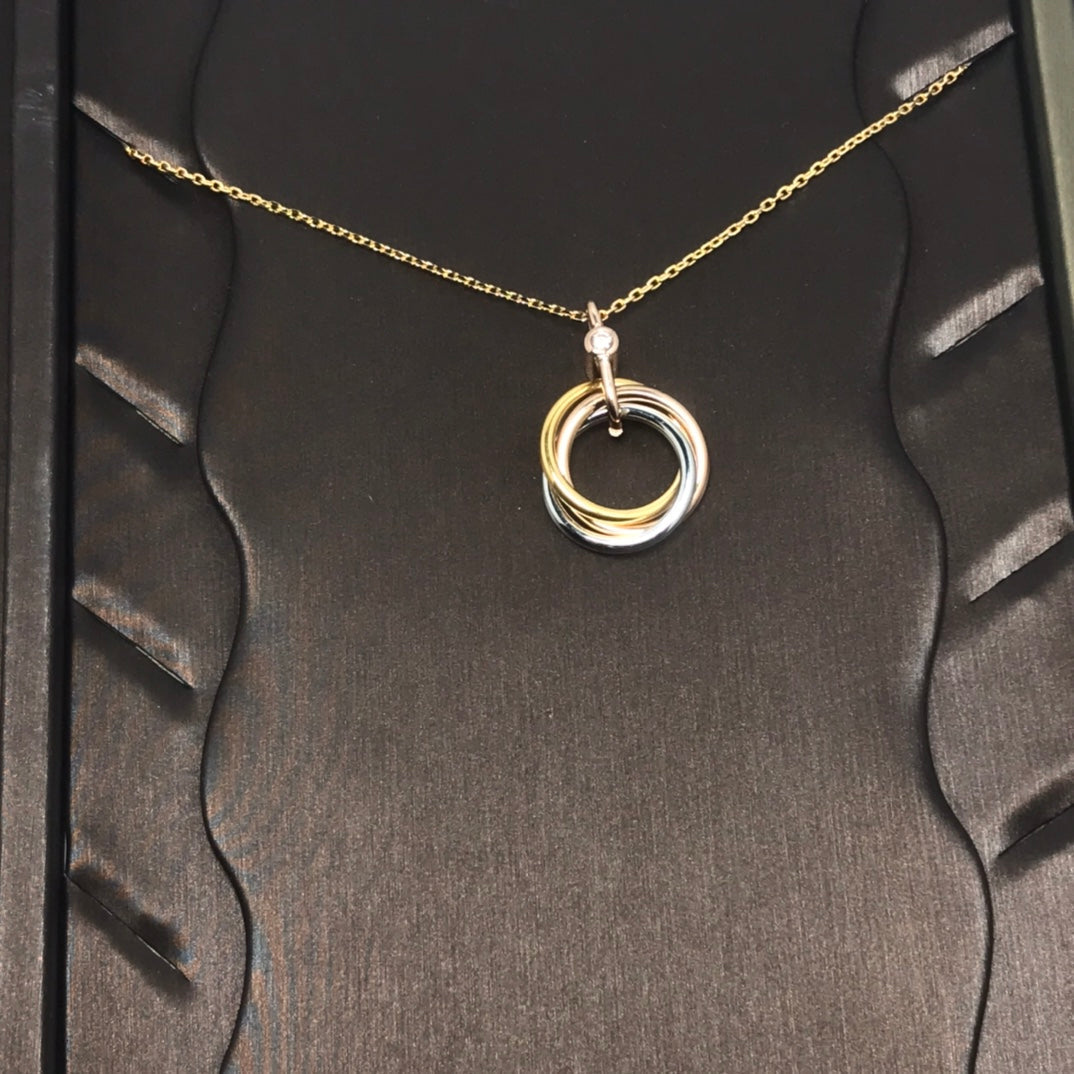 [Love's Uplift]TRINITY SILVER GOLD PINK GOLD NECKLACE