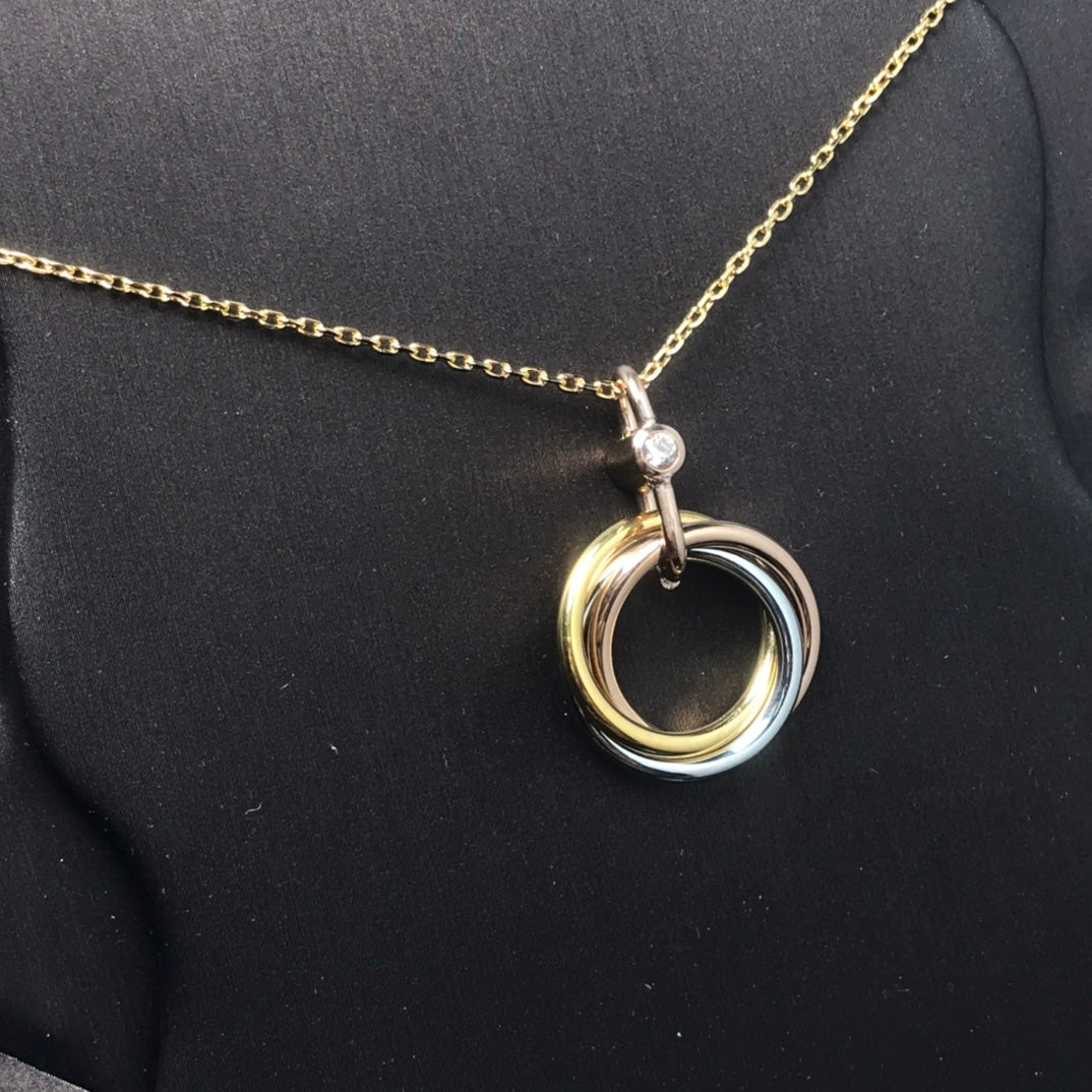 [Love's Uplift]TRINITY SILVER GOLD PINK GOLD NECKLACE