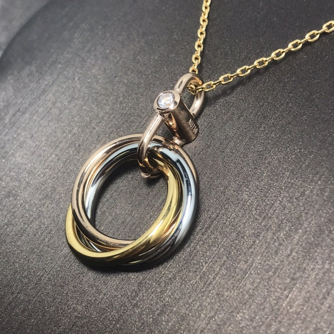 [Love's Uplift]TRINITY SILVER GOLD PINK GOLD NECKLACE