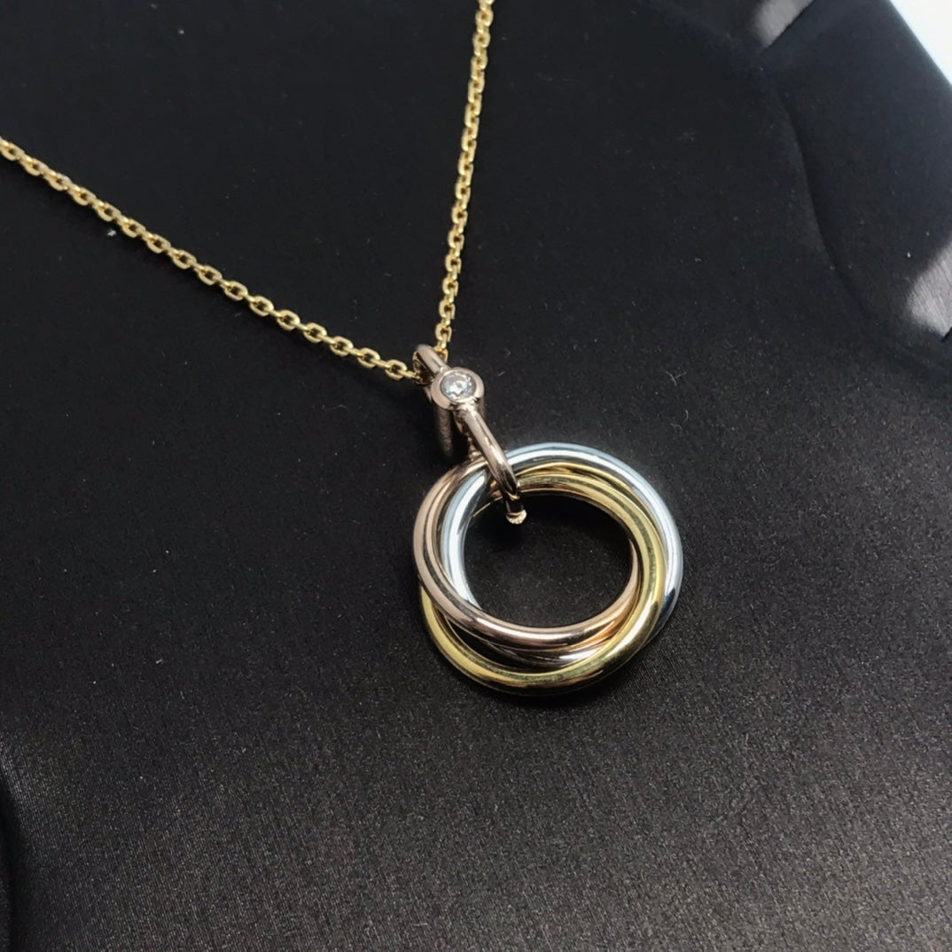 [Love's Uplift]TRINITY SILVER GOLD PINK GOLD NECKLACE