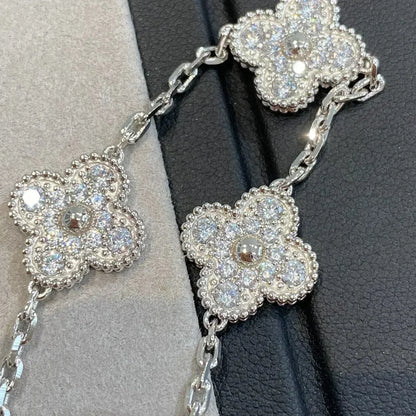[Love's Uplift]CLOVER 5 MOTIFS  DIAMOND BRACELET SILVER