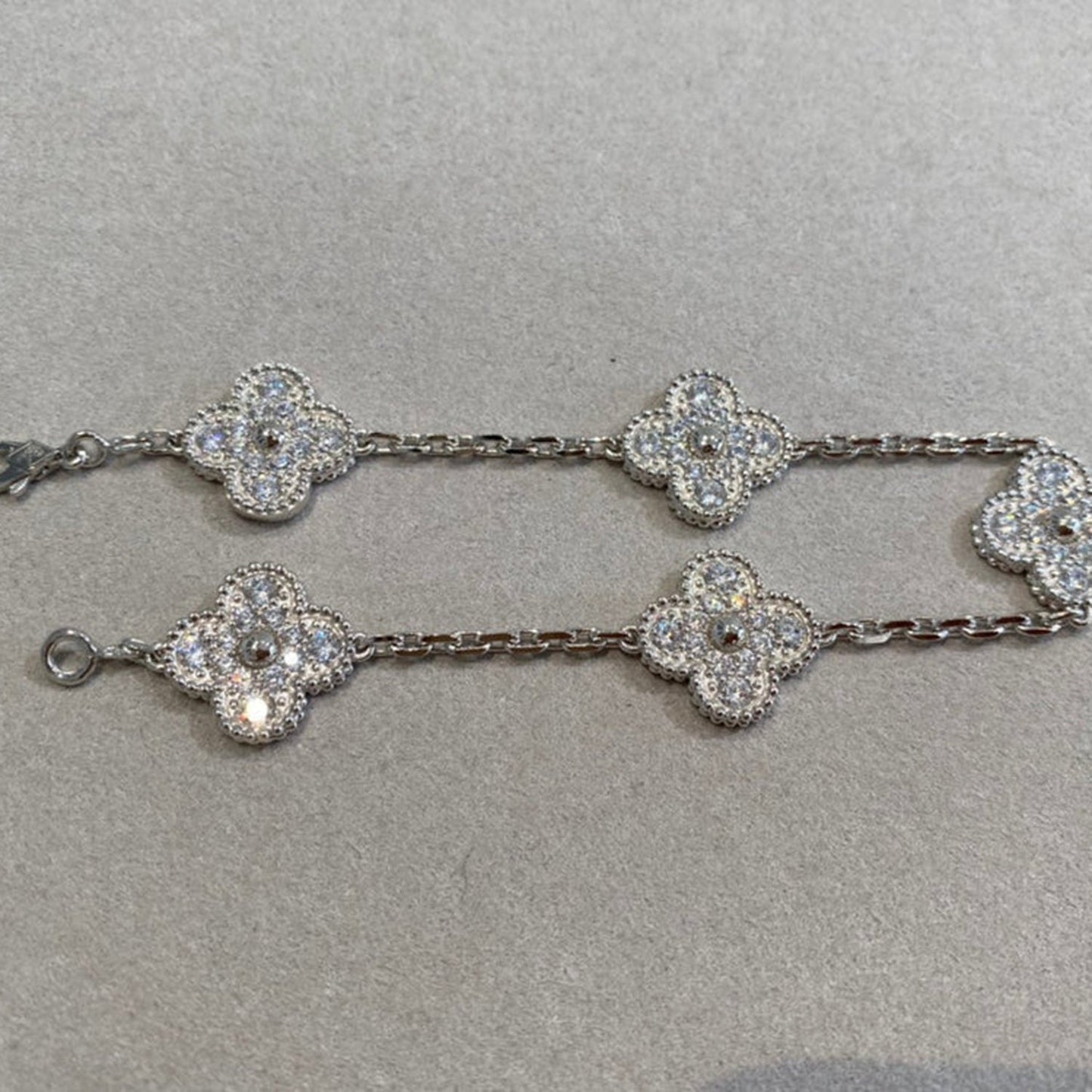 [Love's Uplift]CLOVER 5 MOTIFS  DIAMOND BRACELET SILVER