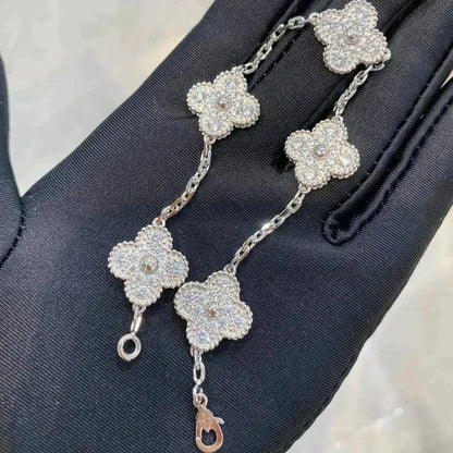 [Love's Uplift]CLOVER 5 MOTIFS  DIAMOND BRACELET SILVER