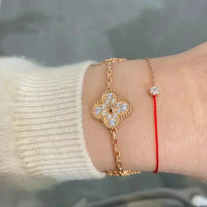 [Love's Uplift]CLOVER 5 MOTIFS  FULL DIAMOND BRACELET