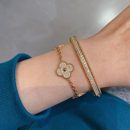 [Love's Uplift]CLOVER 5 MOTIFS  FULL DIAMOND BRACELET
