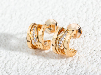 [Love's Uplift]ZERO 1 PINK GOLD DIAMONDS EARRINGS
