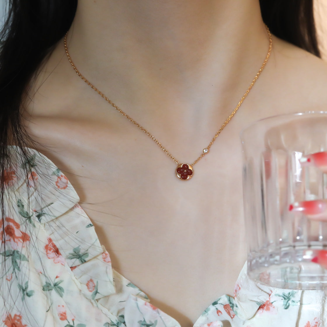[Love's Uplift]SUN PEDANT PINK GOLD 1 DIAMOND NECKLACE