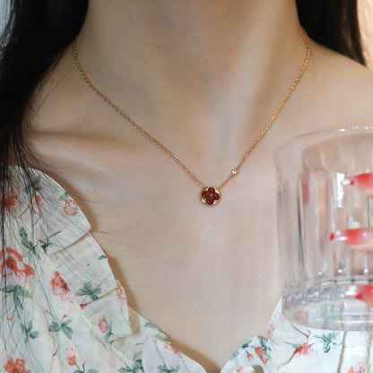 [Love's Uplift]SUN PEDANT PINK GOLD 1 DIAMOND NECKLACE