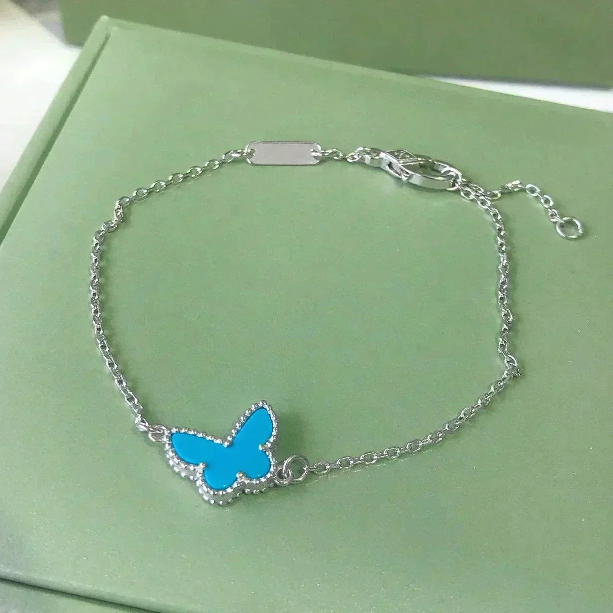 [Love's Uplift]BUTTERFLY TURQUOISE BUTTERFLY BRACELET SILVER