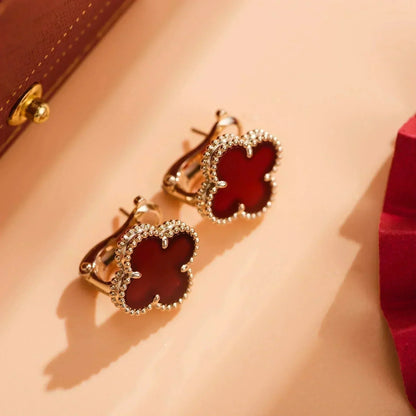 [Love's Uplift]CLOVER MEDIUM 1 MOTIFS CARNELIAN  EARRINGS