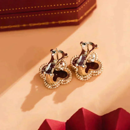[Love's Uplift]CLOVER MEDIUM 1 MOTIFS CARNELIAN  EARRINGS