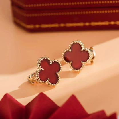 [Love's Uplift]CLOVER MEDIUM 1 MOTIFS CARNELIAN  EARRINGS
