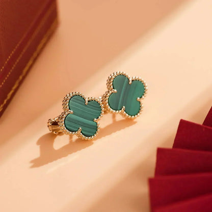 [Love's Uplift]CLOVER MEDIUM 1 MOTIFS MALACHITE  EARRINGS