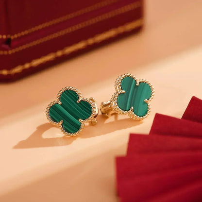 [Love's Uplift]CLOVER MEDIUM 1 MOTIFS MALACHITE  EARRINGS