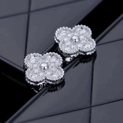 [Love's Uplift]CLOVER 1 MOTIFS DIAMOND STUD EARRINGS SILVER