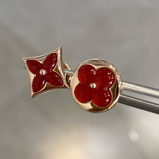 [Love's Uplift]STAR AND SUN PINK GOLD CARNELIAN STUD EARRINGS